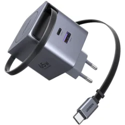Ugreen Φορτιστής με Θύρα USB-A και Θύρα USB-C και Καλώδιο USB-C 65W Power Delivery Γκρι (X615)
