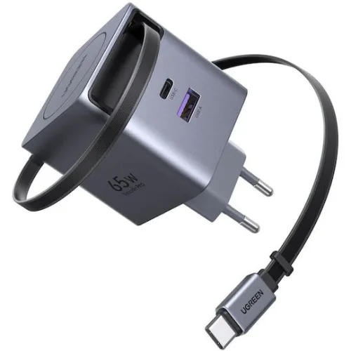 Ugreen Φορτιστής με Θύρα USB-A και Θύρα USB-C και Καλώδιο USB-C 65W Power Delivery Γκρι (X615)