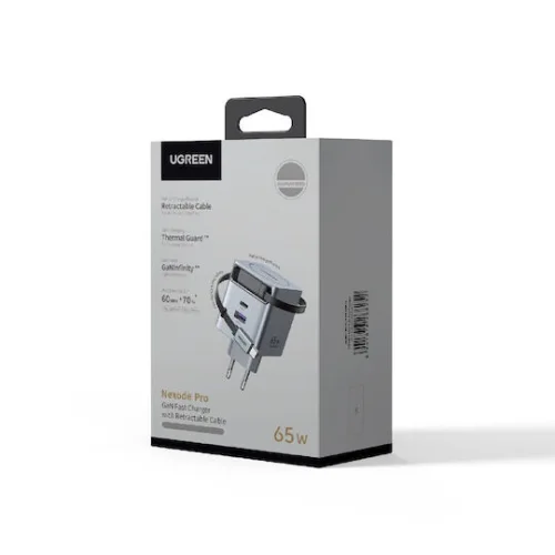 Ugreen Φορτιστής με Θύρα USB-A και Θύρα USB-C και Καλώδιο USB-C 65W Power Delivery Γκρι (X615)