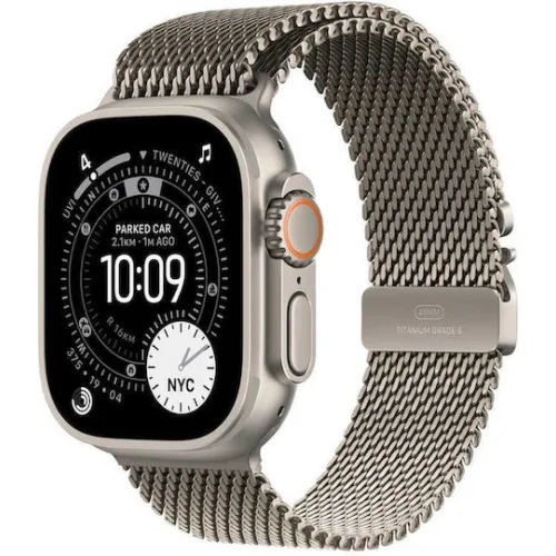 Apple Watch Ultra 3 Titanium 49mm Αδιάβροχο με eSIM και Παλμογράφο (Natural Titanium Case with Natural Titanium Milanese Loop - Medium)