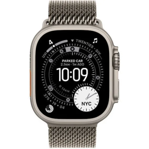 Apple Watch Ultra 3 Titanium 49mm Αδιάβροχο με eSIM και Παλμογράφο (Natural Titanium Case with Natural Titanium Milanese Loop - Medium)