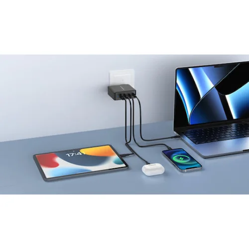 Riversong Φορτιστής Χωρίς Καλώδιο με Θύρα USB-A και 3 Θύρες USB-C Μαύρος (PowerKub G100)