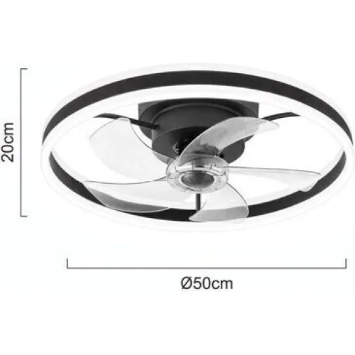 Powertech Ανεμιστήρας Οροφής 50cm με Φως και Τηλεχειριστήριο ΜαύροςΚωδικός: PT-1560
