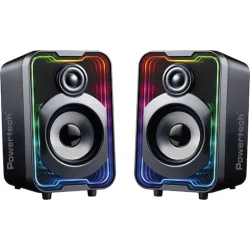 Powertech PT-1575 Ασύρματα Ηχεία Υπολογιστή 2.0 με RGB Φωτισμό και Bluetooth Ισχύος 5W Μαύρα