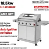 Bormann BBQ7051 Ψησταριά Υγραερίου Μαντεμένιας Σχάρας 82x42εκ. με 5 Εστίες 18.5kW και Πλαϊνό Μάτι Υπερύθρων 2.5kW