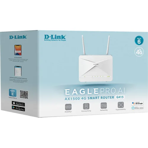 D-Link G415 Eagle Pro AI 4G Ασύρματο 4G Router Wi‑Fi 6 με 3 Θύρες Gigabit