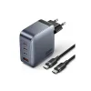 Vention Φορτιστής GaN με Θύρα USB-A και 3 Θύρες USB-C και Καλώδιο USB-C - USB-C 100W Power Delivery Γκρι (TZ-FETH0-EU)