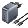 Vention Φορτιστής GaN με Θύρα USB-A και 3 Θύρες USB-C και Καλώδιο USB-C - USB-C 100W Power Delivery Γκρι (TZ-FETH0-EU)
