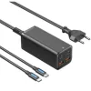 Vention Φορτιστής GaN με 2 Θύρες USB-A και 2 Θύρες USB-C και Καλώδιο USB-C - USB-C 100W Power Delivery / Quick Charge 3.0 Μαύρος (FBSBG-EU)