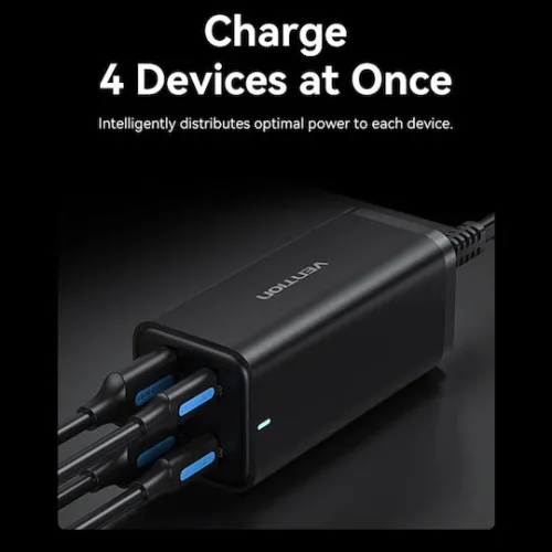 Vention Βάση Φόρτισης με 2 Θύρες USB-A και 2 Θύρες USB-C 100W Power Delivery / Quick Charge 3.0 σε Λευκό χρώμα (FBSWG-EU)