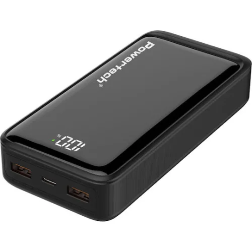 Powertech PT-1327 Power Bank 20000mAh 22.5W με 2 Θύρες USB-A και Θύρα USB-C Power Delivery / Quick Charge 3.0 Μαύρο