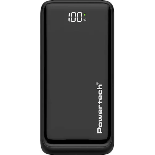 Powertech PT-1327 Power Bank 20000mAh 22.5W με 2 Θύρες USB-A και Θύρα USB-C Power Delivery / Quick Charge 3.0 Μαύρο