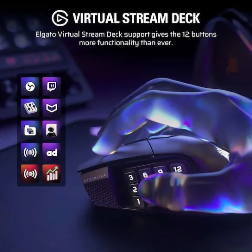 Corsair Scimitar Elite SE MMO Ασύρματο Gaming Ποντίκι Gun Metal