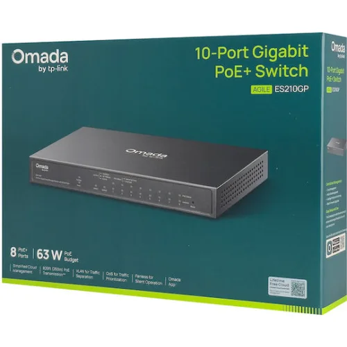 TP-LINK Omada ES210GP Combo v1 Managed L2 PoE+ Switch με 9 Θύρες Gigabit (1Gbps) Ethernet και 1 SFP Θύρα