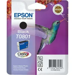 Epson T0801 Γνήσιο Μελάνι Εκτυπωτή InkJet Μαύρο (C13T08014010 C13T08014011 C13T08014020 C13T08014021)