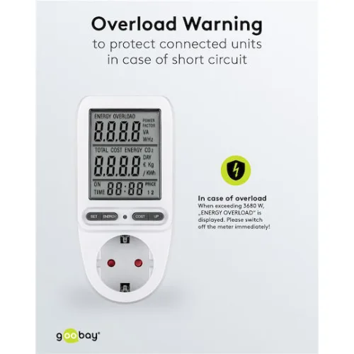 Goobay Μετρητής Κατανάλωσης Ρεύματος για Μέγιστη Ισχύ έως 3.68kWΚωδικός: 64590