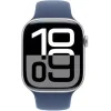Apple Watch Series 10 Aluminium 46mm Αδιάβροχο με Παλμογράφο (Silver με Denim Sport Band - S/M)