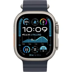 Apple Watch Ultra 2 2024 Titanium 49mm Αδιάβροχο με eSIM και Παλμογράφο (Natural με Navy Ocean Band)