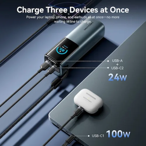 Vention Powerhive 20000mAh 165W με Θύρα USB-A και Θύρα USB-C Μαύρο