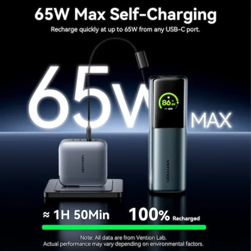 Vention Powerhive 20000mAh 165W με Θύρα USB-A και Θύρα USB-C Μαύρο