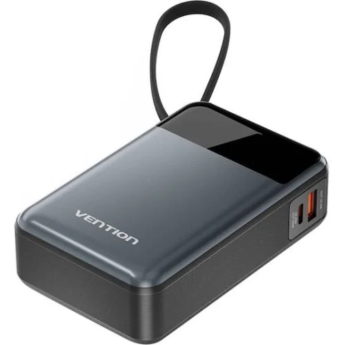 Vention Power Bank 20000mAh 65W με Θύρα USB-A και Θύρα USB-C Μαύρο