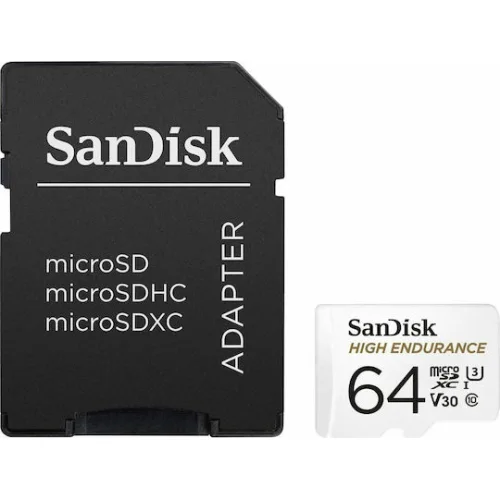 Sandisk High Endurance microSDXC 64GB U3 V30 UHS-I 100MB/s με αντάπτορα