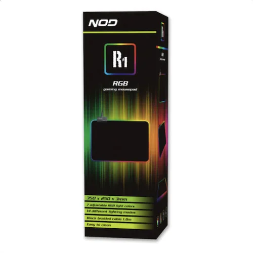 NOD R1 RGB Gaming Mouse Pad Medium (350mm) με RGB Φωτισμό μέσω USB Μαύρο 141-0132
