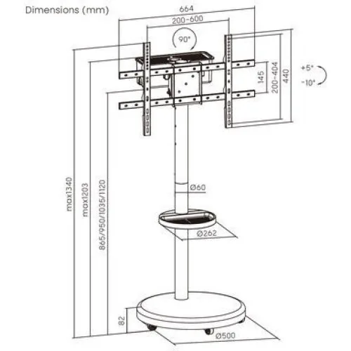 Brateck FS38-46TWE Βάση Τηλεόρασης Δαπέδου με Βραχίονα έως 86" και 50kg Μαύρο