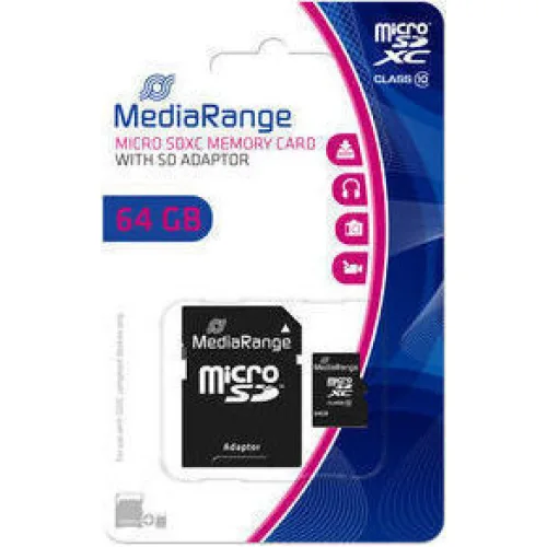 MediaRange microSDXC 64GB Class 10 A1 High Speed 60MB/s με αντάπτορα