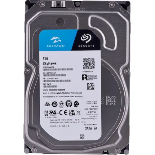 Seagate SkyHawk +Rescue 6TB HDD Σκληρός Δίσκος 3.5" SATA III με 256MB Cache για Desktop / Καταγραφικό ST6000VX009