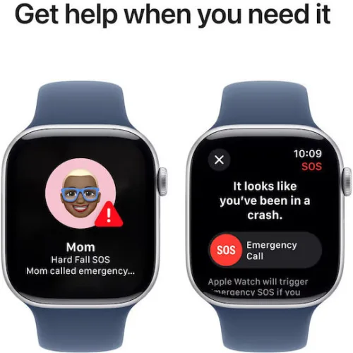 Apple Watch Series 10 Aluminium 46mm Αδιάβροχο με Παλμογράφο (Silver με Denim Sport Band - M/L)