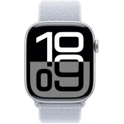 Apple Watch Series 10 Aluminium 46mm Αδιάβροχο με Παλμογράφο (Silver με Blue Cloud Sport Loop)