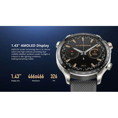 Riversong Motive 10 GT Smartwatch με Παλμογράφο (Μαύρο)
