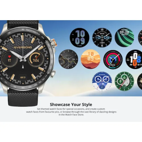 Riversong Motive 10 GT Smartwatch με Παλμογράφο (Μαύρο)