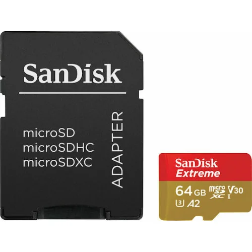 Sandisk Extreme microSDXC 64GB U3 V30 A2 UHS-I 170MB/s με αντάπτορα