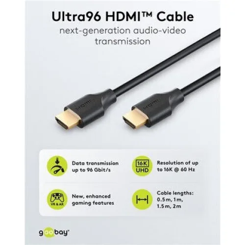 Goobay Cable HDMI male - HDMI male 2m ΜαύροΚωδικός: 80094