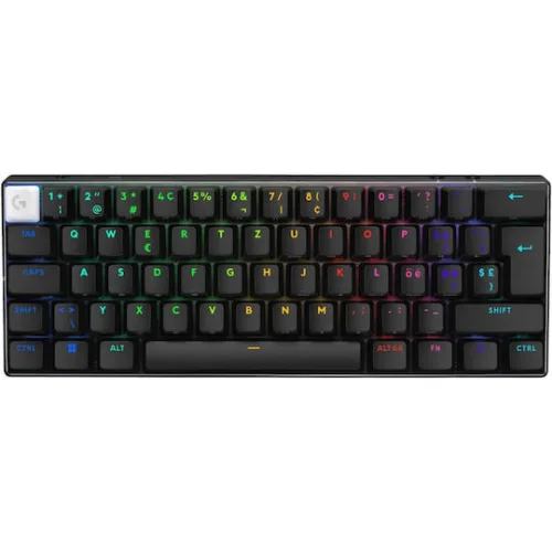 Logitech PRO X 60 Ασύρματο Οπτικό Gaming Πληκτρολόγιο 60% με GX Brown διακόπτες και RGB φωτισμό (International English)