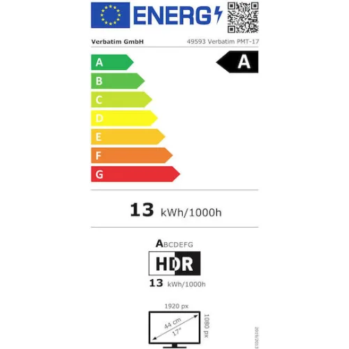 Verbatim PMT-17 IPS HDR Touch Φορητό Monitor 17.3" FHD 1920x1080 144Hz με Χρόνο Απόκρισης 6ms GTG