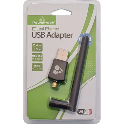 Powertech PT-1042 Αντάπτορας Δικτύου USB με Ασύρματη Σύνδεση Wi-Fi 600Mbps και Αποσπώμενη Κεραία