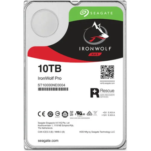 Seagate Ironwolf Pro 10TB HDD Σκληρός Δίσκος 3.5" SATA III 7200rpm με 256MB Cache για NAS ST10000NT001