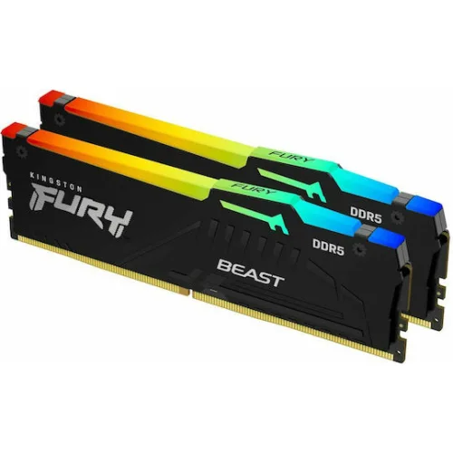 Kingston Fury Beast RGB DDR5 16GB RAM με 2x8GB Modules και Ταχύτητα 5200 για DesktopΚωδικός: KF552C40BBAK2-16