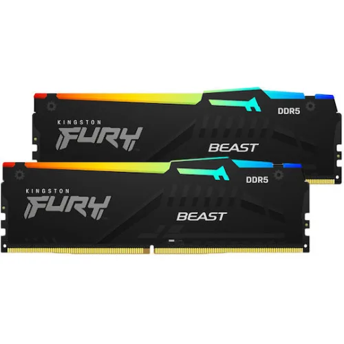 Kingston Fury Beast RGB DDR5 16GB RAM με 2x8GB Modules και Ταχύτητα 5200 για DesktopΚωδικός: KF552C40BBAK2-16