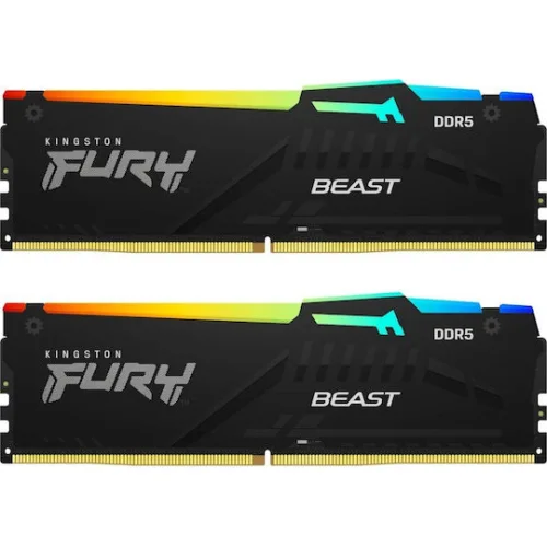 Kingston Fury Beast RGB DDR5 16GB RAM με 2x8GB Modules και Ταχύτητα 5200 για DesktopΚωδικός: KF552C40BBAK2-16