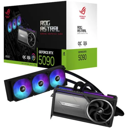 Asus GeForce RTX 5090 32GB GDDR7 ROG Astral LC Κάρτα ΓραφικώνΚωδικός: 90YV0LW2-M0NA00