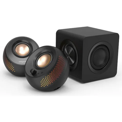 Creative Pebble X Plus Ηχεία Υπολογιστή 2.1 με RGB Φωτισμό και Bluetooth Ισχύος 30W σε Μαύρο Χρώμα