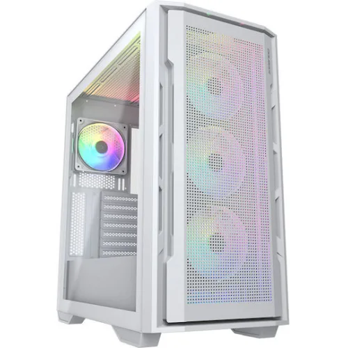 Cougar Uniface RGB Gaming Midi Tower Κουτί Υπολογιστή με Πλαϊνό Παράθυρο Λευκό