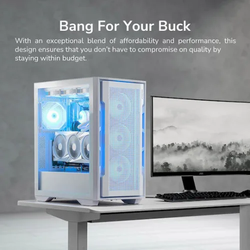 Cougar Uniface RGB Gaming Midi Tower Κουτί Υπολογιστή με Πλαϊνό Παράθυρο Λευκό
