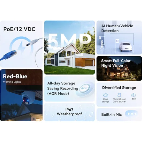 Imou IPC-PS8D-5V0 IP Κάμερα Παρακολούθησης Full HD+ 5MP Αδιάβροχη με Μικρόφωνο και Φακό 2.8mm