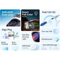 Imou IPC-PS70FP-10M0 IP Dual Κάμερα Παρακολούθησης 5+5MP Αδιάβροχη με Μικρόφωνο και Φακό 3.6mm
