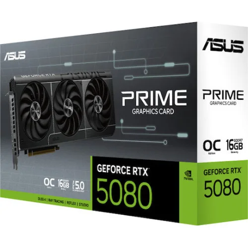 Asus GeForce RTX 5080 16GB GDDR7 Prime OC Κάρτα ΓραφικώνΚωδικός: 90YV0LX0-M0NA00